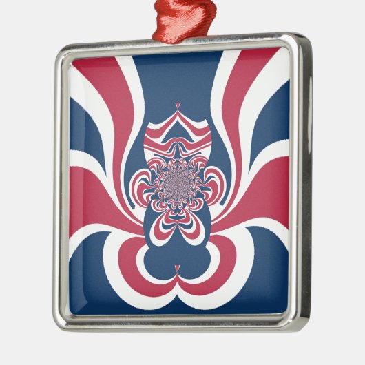 Rotes Blau Kaleidoskop Art Print Silbernes Ornament (Links)