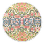 Rotes Blau Ocker Gelbes Grün Angesagte Verzierte K Keramikknauf (Vorderseite)