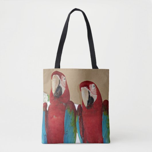 Rotes Blau und Grüne Papageien Tasche (Vorderseite)