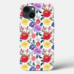 Rotes Blau und Lila Aquarellfarben Blume Case-Mate iPhone Hülle