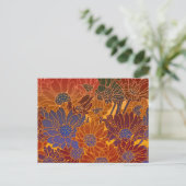 Rotes Blau und orange Blume Postkarte (Stehend Vorderseite)