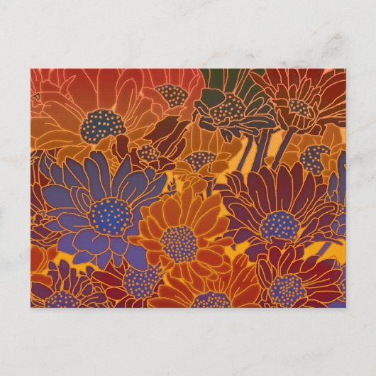 Rotes Blau und orange Blume Postkarte (Vorderseite)