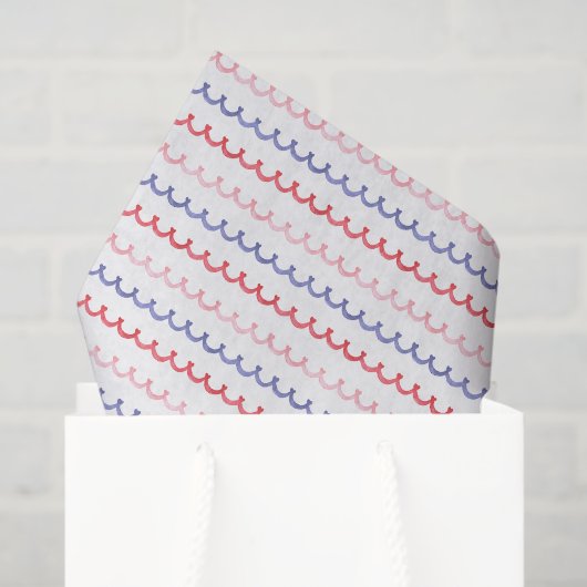 Rotes Blau und Rosa Scallop Seidenpapier (Geschenktüte)