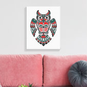 Rotes Blau und Schwarzes Haida Spirit Owl Leinwanddruck (Insitu (Wohnzimmer))