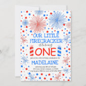 Rotes Blau und Weiße Glitzern und Sterne Geburtsta Einladung (Vorderseite)