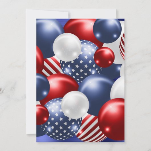 ROTES BLAUE BRUSHIN METALLIKES PATRIOTISCHES BALLO EINLADUNG (Rückseite)