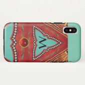 ROTES BLAUES ABSTRAKT GEOMETRISCHES DREIGEMONOGRAM Case-Mate iPhone HÜLLE (Rückseite (Horizontal))