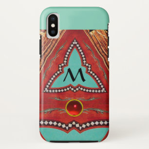 ROTES BLAUES ABSTRAKT GEOMETRISCHES DREIGEMONOGRAM Case-Mate iPhone HÜLLE