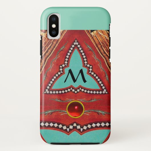 ROTES BLAUES ABSTRAKT GEOMETRISCHES DREIGEMONOGRAM Case-Mate iPhone HÜLLE (Rückseite)