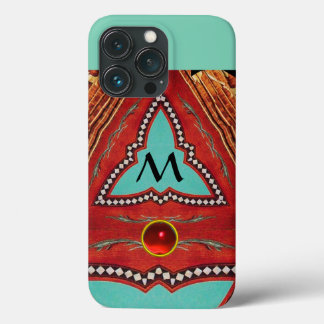 ROTES BLAUES ABSTRAKT GEOMETRISCHES DREIGEMONOGRAM Case-Mate iPhone HÜLLE