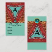 ROTES BLAUES ABSTRAKT GEOMETRISCHES DREIGEMONOGRAM VISITENKARTE (Vorne/Hinten)