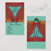 ROTES BLAUES ABSTRAKT GEOMETRISCHES DREIGEMONOGRAM VISITENKARTE (Vorne/Hinten)