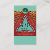 ROTES BLAUES ABSTRAKT GEOMETRISCHES DREIGEMONOGRAM VISITENKARTE (Rückseite)