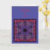 Rotes blaues abstraktes Denken an Sie Karte (Gelbe Blume)