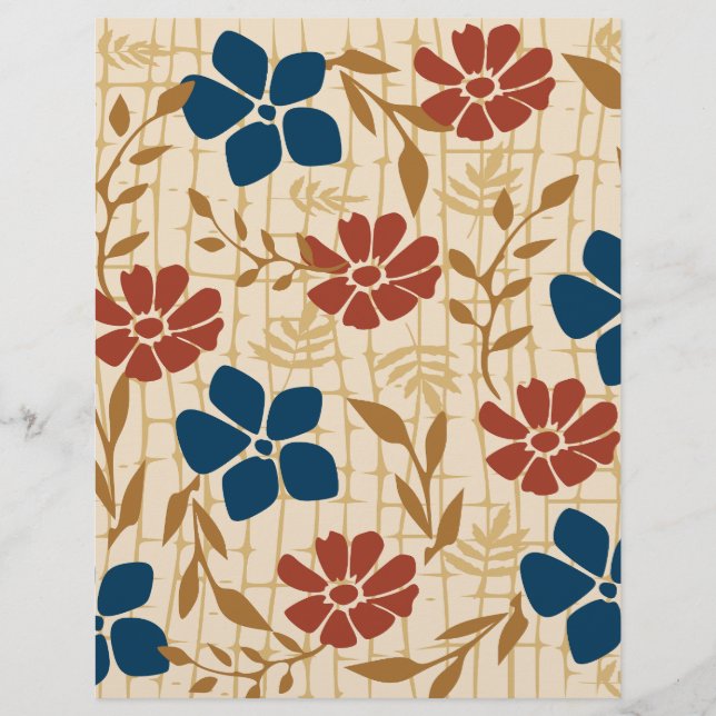 Rotes & blaues Blumenmuster : (Vorderseite)