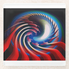 Rotes blaues Fraktal mit Klauen und Spitzen Glasuntersetzer