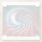 Rotes blaues Fraktal mit Klauen und Spitzen Glasuntersetzer (Rückseite)