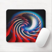 Rotes blaues Fraktal mit Klauen und Spitzen Mousepad (Mit Mouse)