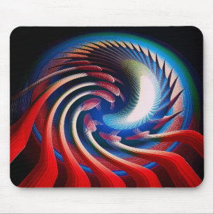 Rotes blaues Fraktal mit Klauen und Spitzen Mousepad