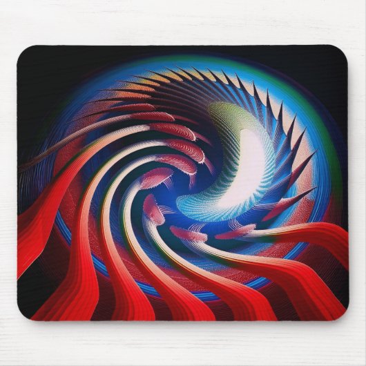 Rotes blaues Fraktal mit Klauen und Spitzen Mousepad (Vorne)