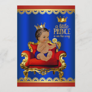 Rotes Blaues Goldener Stuhl Ethnischer Prinz Junge Einladung