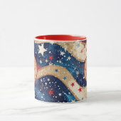 Rotes Blaues goldenes Streifen Tasse (Zentrum)