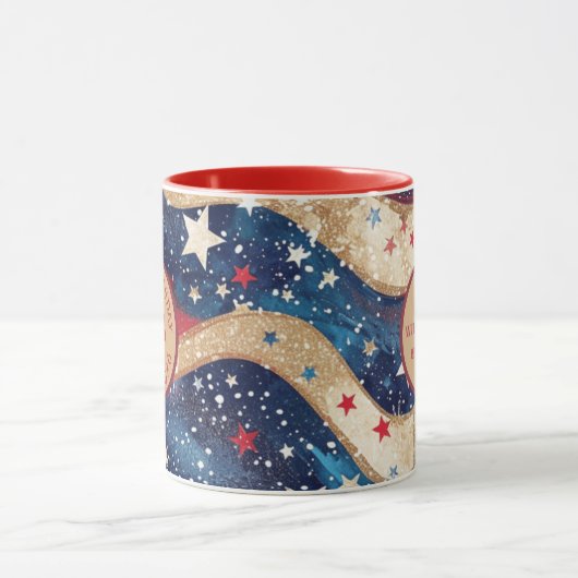 Rotes Blaues goldenes Streifen Tasse (Zentrum)