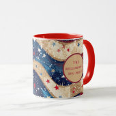 Rotes Blaues goldenes Streifen Tasse (VorderseiteRechts)