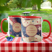 Rotes Blaues goldenes Streifen Tasse