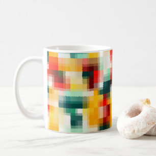 Rotes Blaues Grünes Gelbes Weißes Abstraktes Muste Kaffeetasse
