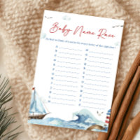Rotes Blaues Maritimes Babynamen-Ratespiel