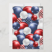 ROTES BLAUES PATRIOTISCHES SILBER BALLOON BIRTHDAY EINLADUNG (Rückseite)