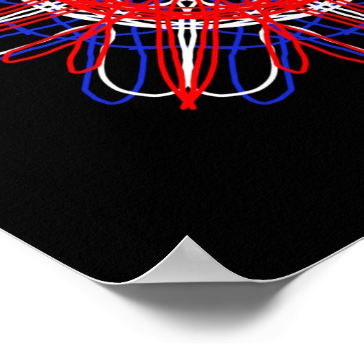 Rotes Blaues Schwarzes Abstraktes Kunstwerk Kaleid Poster (Ecke)