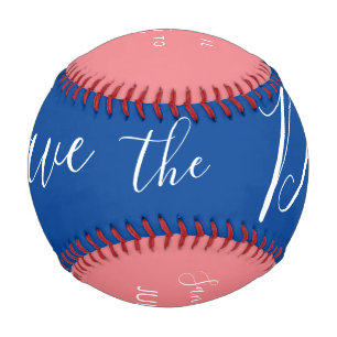 Rotes Blaues Skript Herz Save the Dates Basebal Baseball