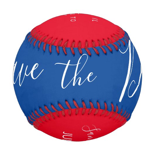 Rotes Blaues Skript Herz Save the Dates Basebal Baseball (Vorderseite)