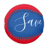 Rotes Blaues Skript Herz Save the Dates Basebal Baseball (Vorderseite Links)