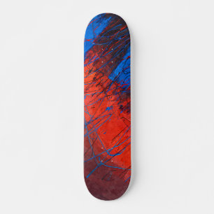 Rotes Blaues Statisches Grunge-Skateboard Skateboard