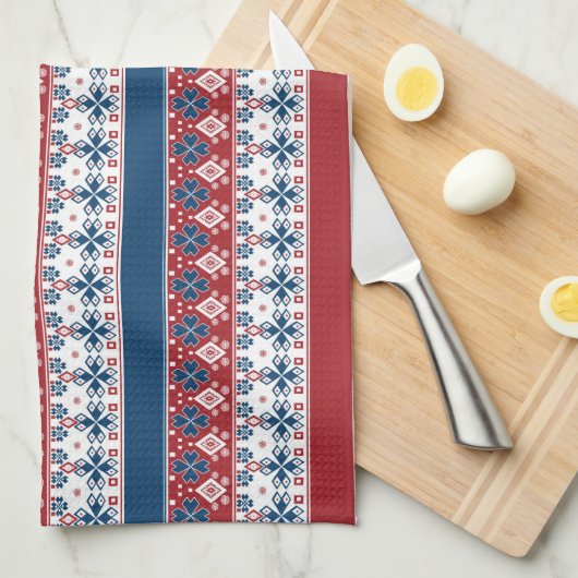 Rotes blaues Streifenmuster Geschirrtuch (Viertel Falte)