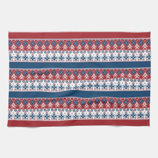 Rotes blaues Streifenmuster Geschirrtuch (Horizontal)