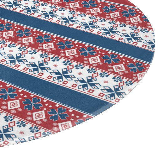 Rotes blaues Streifenmuster Schneidebrett (Ecke)