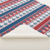 Rotes blaues Streifenmuster Sherpadecke (3/4)