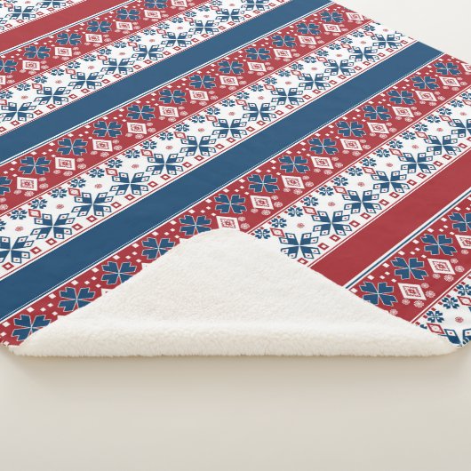 Rotes blaues Streifenmuster Sherpadecke (3/4)