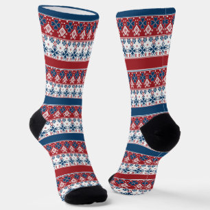 Rotes blaues Streifenmuster Socken
