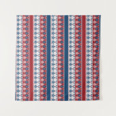Rotes blaues Streifenmuster Wandteppich (Vorderseite (Horizontal))