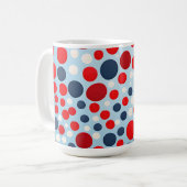 Rotes Blaues Tupfenmuster Kaffeetasse (Vorderseite Links)