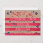 Rotes blaues Wasserfarbenstreifen am 4. Juli Einladung (Vorderseite)