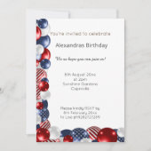 ROTES BLAUES WEISSES PATRIOTISCHES BALLOON 2 GEBUR EINLADUNG (Vorderseite)