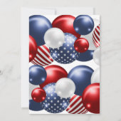 ROTES BLAUES WEISSES PATRIOTISCHES BALLOON 2 GEBUR EINLADUNG (Rückseite)