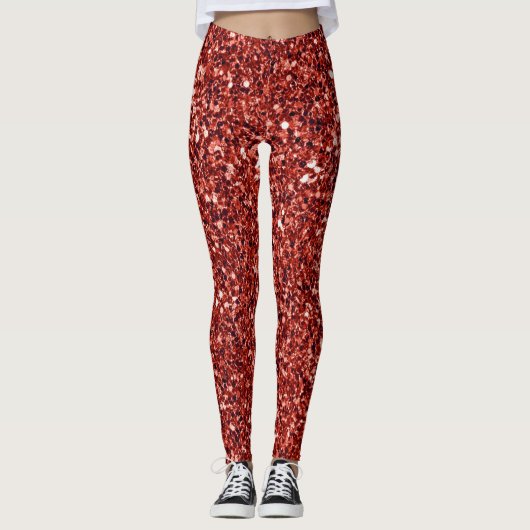 Rotes Bling, Funkeln und Glitzer,  Leggings (Vorderseite)