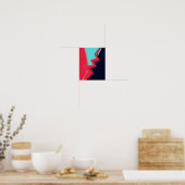 Rotes Blitzlicht zwischen hellen und dunklen blaue Poster (Küche)
